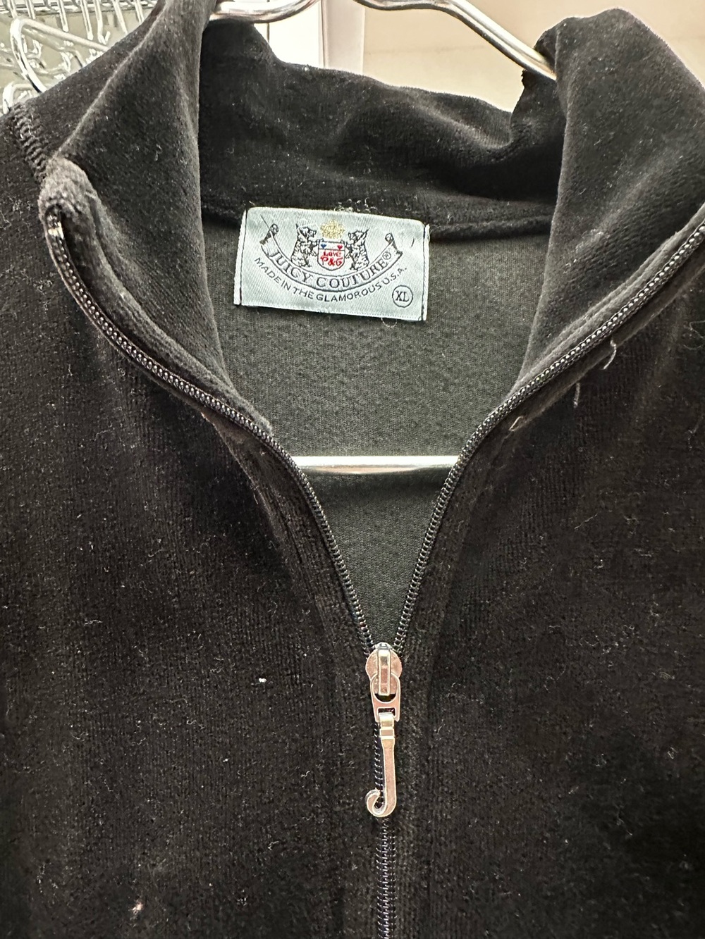 Juicy Couture Men's Black Velour Zip-Up Jacket
